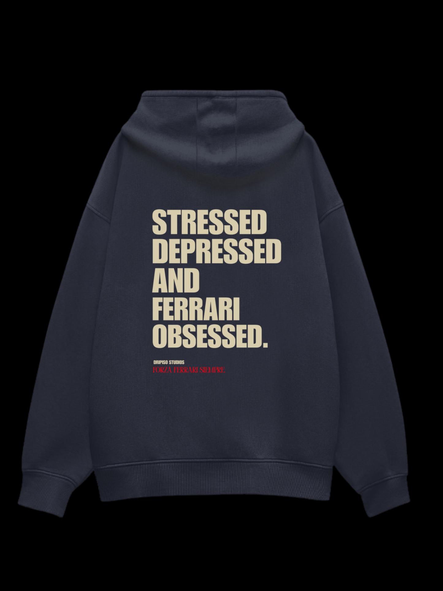 Stressed, Depressed, and Ferrari Obsessed Unisex Oversized Hoodie